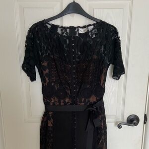 Beguile by Byron Lars Black Midi Lace Corset Dress